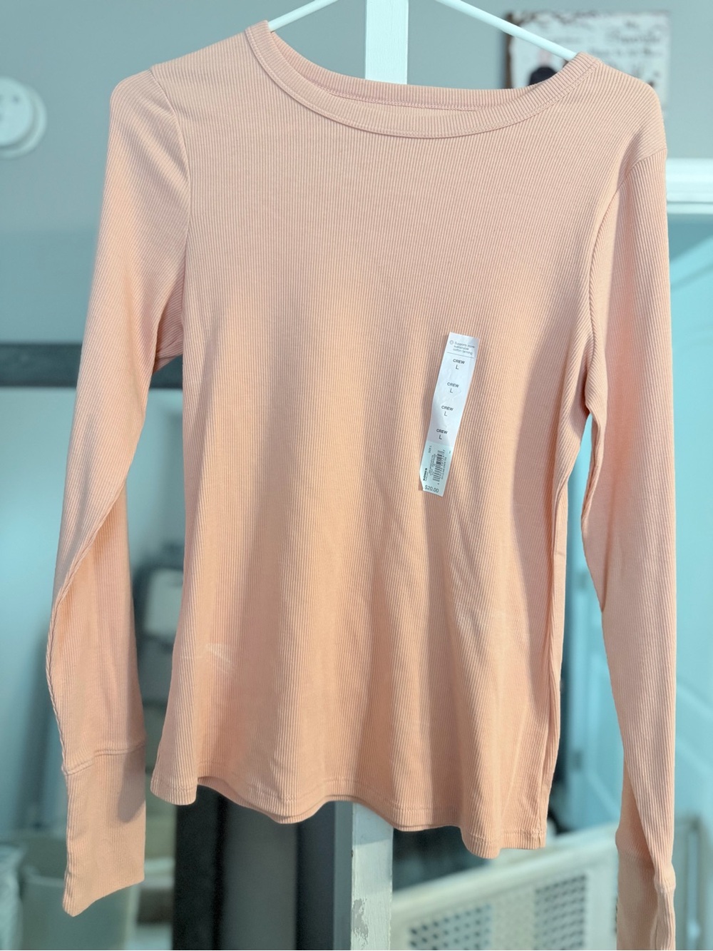 SO Long Sleeve Ribbed Tee in Peach
